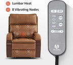 MCombo Power Lift Recliner Chair Sofa with Massage and Heat, Adjustable Headrest for Elderly People, Solid Wood Armrest, USB Ports, Side Pockets, Faux Leather 7917 (Tawny, Medium)