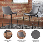 Signature Design by Ashley Centiar Modern Faux Leather 29" Pub Height Bar Stool, Set of 2, Gray