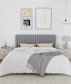 Upholstered Headboard for Queen Size, Adjustable Height Channel Tufted Headboard with Sturdy Wood Legs for Bedroom, Modern Style, No Box Spring Needed, Grey