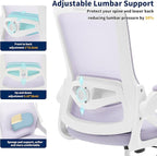 Ergonomic Office Chair, Desk Chair with Adjustable Lumbar Support, Breathable Mesh Comfy Computer Chairs with Flip-up Armrests Executive Task Chair for Adults Home Office(Lavender)