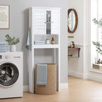 Spirich Over The Toilet Storage Cabinet, Space-Saving Above Toilet Bathroom Organizer with Adjustable Shelf and Hooks, White