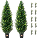 VEVOR Artificial Topiary Cedar Tree, 48 inch Tall (2 Pieces), with Extra Leaves & Pot Faux Evergreen Fake Pine Cypress Trees Plant, UV Rated Artificial Greenery Set for Home Decor Indoor/Outdoor