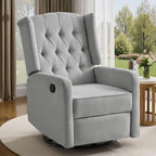 ABAKAN Swivel Rocker Recliner Chair, 360 Degree Nursery Rocking Recliner, Linen Glider Chair with Button Tufted Wingback Chair, for Living Room, Bedroom, Gray