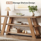Tribesigns 70.9" Extra Long Console Table with Storage, 3-Tier Narrow Wooden Sofa Table Behind The Couch, Farmhouse Entry Foyer Table for Entryway, Living Room, Hallway, Brown