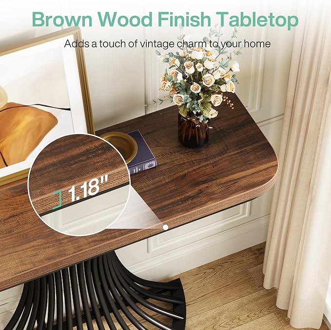 Tribesigns Console Table, Industrial Entryway Table with Geometric Metal Base, 39-Inch Small Sofa Accent Table for Entrance, Living Room, Hallway, Rustic Brown (Rustic Brown)