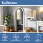 HITNET Bathroom Wall Cabinet, Rattan Medicine Cabinet, Bamboo Hanging Storage Organizer Over The Toilet with Adjustable Shelf for Living Room, Kitchen, Hallway(White)