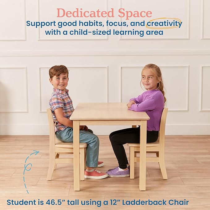 ECR4Kids 24in x 36in Rectangular Hardwood Table with 22in Legs, Kids Furniture, Antique White
