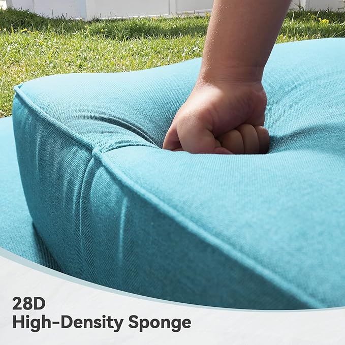 Luxury 6" Outdoor Cushions for Patio Furniture, 24x24x6" Thick Seat Cushion Set of 4, Fade Resistant Couch Chair Replacement Cushions High Density Deep Wicker Chair Cushion w/ Removable Cover, Teal