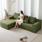 101" Modular Sectional Sofa for Living Room,Boneless Couch in A Box,Memory Foam Sectional Couches for Apartment,Cloud Couch No Assembly Required,Green