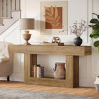 Tribesigns 63-Inch Long Console Table, 2-Tier Entryway Table Sofa Table with Storage, Farmhouse Wood Behind Couch Table for Living Room, Hallway, Light Brown