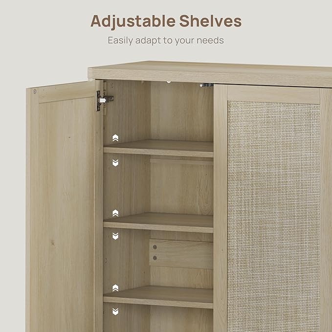 SICOTAS Rattan Shoe Storage Cabinet - Modular Shoe Cabinets with Door Tall Large Shoe Cabinet Storage for Entryway - 65.6" Wide Modular Cabinet for Hallway, Living Room