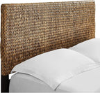 Headboard Coastal Design Handwoven Seagrass Matte Black Feet Rustic Decor King
