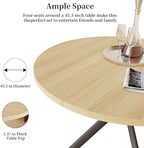 45.3'' Walnut Round Dining Table Set for 4, Mid Century Modern Small Coffee Set for Dining Room Kitchen Apartment (Cream Table + 4 White Chairs)