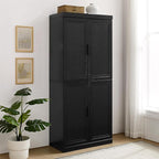 Crosley Furniture Essen Kitchen Pantry Storage Cabinet with Doors and Shelves, Entryway, Bathroom, Black