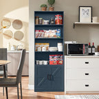 70in Tall Bookshelf 6 Tier Bookcase with Barn Doors and Adjustable Shelf, Blue Farmhouse Book Shelves with Storage Cabinet, Wood Floor Standing Display Bookshelve for Bedroom,Living Room,Kitchen