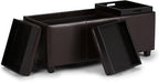 SIMPLIHOME Avalon 42 inch Wide Contemporary Rectangle Storage Ottoman in Tanners Brown Vegan Faux Leather, Assembled, for the Living Room, Entryway and Family Room