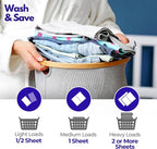 WASH & SAVE Laundry Detergent Sheets (60 Loads, 30 Sheets) | Plant Based, Eco-Friendly, Hypoallergenic Liquidless Detergent, Perfect for Travel & Dorm (Spring Fresh)