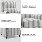Lumibee Pushback Recliner Chair,Upholstered Wingback Chair for Small Spaces,Floral Fabric Armchair for Living Room,Single Sofa Accent Chair Reading Seat for Balcony,Bedroom-Striple Gray