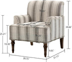 UIXE Stripe Accent Chairs Set of 2, Living Room Arm Chair Modern Nailhead Trim Club Armchair, Comfy Upholstered Sofa Lounge Seat Reading Seat Bedroom Side Seating for Home Office, Gray