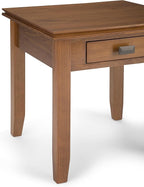 SIMPLIHOME Artisan SOLID WOOD 21 inch Wide Square Transitional End Side Table in Honey Brown for the Living Room and Bedroom