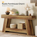 Tribesigns 70.9" Extra Long Console Table, Farmhouse 2-Tier Wooden Sofa Table, Rustic Entryway Tables with Open Storage Shelf for Entrance, Hallway, Living Room (Rustic Brown)