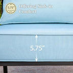 Patio Furniture Set 7 pcs, Outdoor Patio Furniture, 3-Seat Sofa, 2 Single Chairs, 2 Swivel Chairs, 2 Ottomans and 5.75" Extra Thick Cushion, Patio Conversation Set for Backyard Deck,Blue