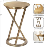 Kate and Laurel Aja Modern Metal Round Side Table; 15 x 15 x 23; Antique Brass; Decorative Geometric Nightstand with Circular Tabletop and Unique Slanted Legs