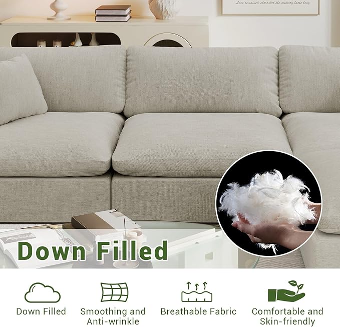 Modular Sectional Sofa,1-Seater Extra Comfty Deep-Seat-Filled Couch,Modern Couches for Living Room, Apartment,Office,Small Space