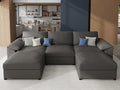 EASE MOOSE Oversized Modular Sofa with Deep Seat,Leather Sectional U Shaped Couch for Living Room,Comfy Scratch Resistant Faux Leather Material,Modern Sofas with Ottoman,Grey