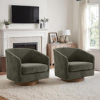 Lumibee Swivel Accent Chairs Set of 2, Chenille Fabric Swivel Barrel Chairs for Living Room, Modern Comfy Upholstered Round Armchairs Single Sofa Chairs for Bedroom, Club-Tan