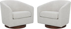 CHITA Swivel Accent Chair, FSC Certified Upholstered Fabric Barrel Chair for Living Room Set of 2, Fully Assembled, Ivory