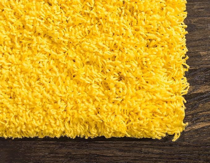 Unique Loom Solid Shag Collection Area Rug (9' x 12' 2" Rectangle Tuscan Sun Yellow)