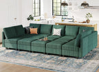 Belffin Large 15 Seat Modular Sectional Sofa with Storage Seat Corduroy Sleeper Sectional Sofa Bed Oversized Convertible Modular Couch for Living Room Green