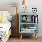 Night Stand, Blue Kids Nightstand, Modern End Table with Open Storage, 2-Tier Nursery Bedside Table for Small Space, Living Room, Bedroom