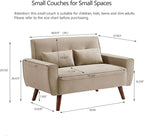 48" Small Loveseat Sofa, Mid Century Modern Love Seat with Back Cushions and Plastic Legs, 2 Seater Couches for Living Room, Bedroom, Small Spaces, Beige