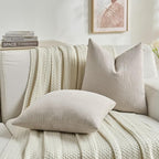FUTEI Oatmeal Decorative Throw Pillow Covers 16x16 Inch Set of 2,Soft Cozy Wheat Ear Striped Patterns Cushion Cases,Modern Home Decor for Couch Bed Living Room