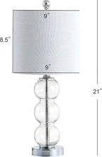 JONATHAN Y JYL1021D February 21" Glass/Metal LED Table Lamp Contemporary Bedside Desk Nightstand Lamp for Bedroom Living Room Office College Bookcase LED Bulb Included, Clear/Chrome