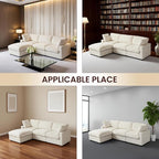 WJShome 100 Inch U Shaped Modern Sofa Modular Sectional Cloud Couch with 2 Ottoman, 4-Seat Chenille Deep Seat Couches for Living Room, Bedroom and Apartment，Beige