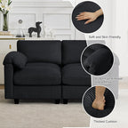 118'' U-Shaped Sectional Couch with 2 Ottoman, Oversized Modular Couches for Living Room, Corduroy Deep Seat Cloud Sofa with Center Stitched, Black