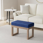 SIMPLIHOME Milltown 27 inch Wide Contemporary Rectangle Footstool Ottoman Bench in Blue Velvet Fabric, Assembled, For the Living Room and Bedroom