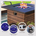 Sophia & William Patio Furniture Set with Fire Pit Table, 5 PCS Metal Outdoor Conversation Set Sofa Couch with Fire Pit Table, 4 Sofa Chairs for Outdoor Seating,Backyard,Porch(Blue)
