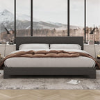 Allewie King Size Bed Frame with Adjustable Headboard, Upholstered Platform Bed with Wood Slats, Heavy Duty Mattress Foundation, No Box Spring Needed, Noise-Free, Easy Assembly, Dark Grey