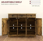 HOMCOM Sideboard with Solid Wood Countertop, Modern Kitchen Storage Cabinet, Coffee Bar Cabinet with 3 Drawers, Doors and Adjustable Shelf, Rustic Brown