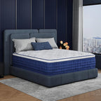 Queen Mattress, 12 Inch Queen Size Hybrid Mattresses in a Box, Medium Feel Foam and Individual Pocket Springs, Fiberglass Free Bed Mattress, Extra Edge Support, Pressure Relief, CertiPUR-US, Blue