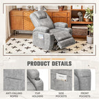Flamaker Power Lift Recliner Chair Electric Lift Recliner for Elderly Power Lift Recliner Chair with Cup Holders Side Pockets for Living Room (Leathaire, Light Gray)