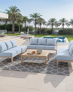 Luxury 24x24x6 Inch Outdoor Cushions for 5 Peice Patio Furniture Set - Set of 5 Water-Resistant Pillow for Dining Rocking Swivel Chairs Loveseat Couch Sectional Sofa - Baby Blue