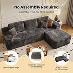 104" Cloud Sectional Couch with Chaise, Boneless L-Shaped Cloud Couch with Deep Seat, Soft Plush Modern Minimalist Sofa, Assembly Free Comfy Sofa for Office Living Room Apartment(Grey, Right Chaise)