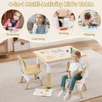 Adjustable Kids Table Chairs Set – Graffiti Desktop, Multi-Activity Height-Adjustable Toddler Study Desk for Ages 3-8 – Ideal for Home, Classroom, Daycare (W-Brown, 2 Chairs-31.5" L x 23.6" W)