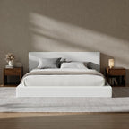 RECCI Cloud Upholstered King Bed Frame with Headboard, 5 Inch Foam Padded Platform, No Box Spring, Easy Assembly (Off-White)
