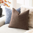 Foindtower Set of 2 Soft Textured Chenille Throw Decorative Pillow Covers Square Accent Solid Cushion Cover Cozy Neutral Farmhouse Pillow Case for Couch Sofa Bedroom Living Room 20x20 Inch, Chocolate